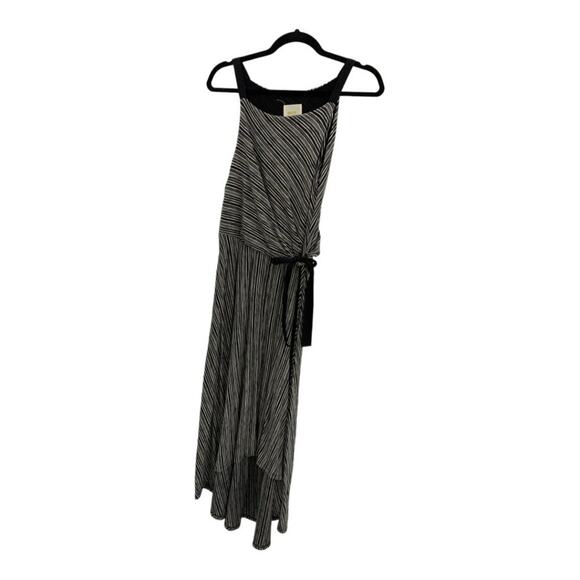 Anthropologie Maeve Salsola High Low Faux Wrap Jersey Dress Black Stripe Small - Picture 6 of 9